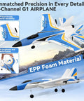 Epic RC Plane for Adults and Kids, Easy to Fly Fighter Jet with 2.4GHz Remote, shown on mountain backdrop, highlighting EPP foam.