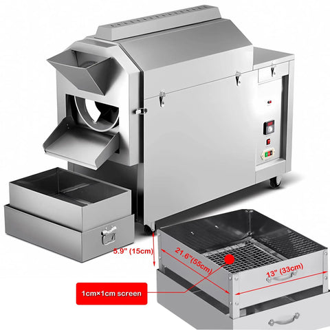 Heavy Duty Commercial Bean And Nut Roaster Machine For Home Or Cafe Use, Electric Chestnut Roasting Equipment, Stainless Steel Industrial Grade, 220V 6500W Power, Even Heat, Adjustable 0-300C, Easy To Operate Roasting Oven, front view