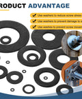 Heavy Duty Carbon Steel Flat Washers, 20 Piece Pack, M10 Black Oxidized Grade 8.8 Rings for bolts and machinery use.