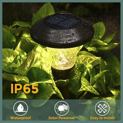 8 Pack Solar Pathway Lights Outdoor Warm White 3500K Waterproof LED Path Lights For Yard Garden with Brown Finish in foliage