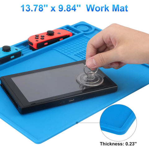 Pro Grade Soldering Mat For Electronics Repair With Magnetic Zones And Heat Resistant Silicone Work Pad, size 13.8 x 9.9 inches