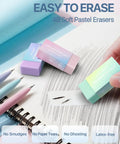 Person erasing pencil lines with Six Cute Mechanical Pencils Set With 0.7mm Lead, 360 Leads And 12 Erasers, Plus Storage Case for Writing