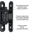 Rock Solid Heavy Duty Bolt On Gate Hinges Featuring Zero Fuss Sealed Bearings For Massive Driveway Gates Holding Up To 1100 Lbs industrial steel hinge with adjustable precision.