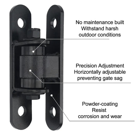Rock Solid Heavy Duty Bolt On Gate Hinges Featuring Zero Fuss Sealed Bearings For Massive Driveway Gates Holding Up To 1100 Lbs industrial steel hinge with adjustable precision.
