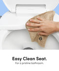 Smooth Non Electric Bidet Toilet Seat Elongated Design With Bamboo Knob Tools Free Setup Fits Small Spaces And Brings Fresh Clean Vibes To Your Bathroom Upgrade Project Today, easy clean surface being wiped.