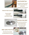 Round Tempered Glass Lazy Susan For Dining Table 31 To 43 Inch with smooth edges and aluminum shaft details