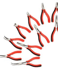 10 Piece Precision Pliers Set with Non Slip Comfort Grip Handles for Electronics Repair Jewelry Making in Red Silver and Black