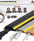 Heavy Duty Wire Protector Tubing With Non Slip Surface Stick-On Cable Covers shown with PVC material and multiple cables