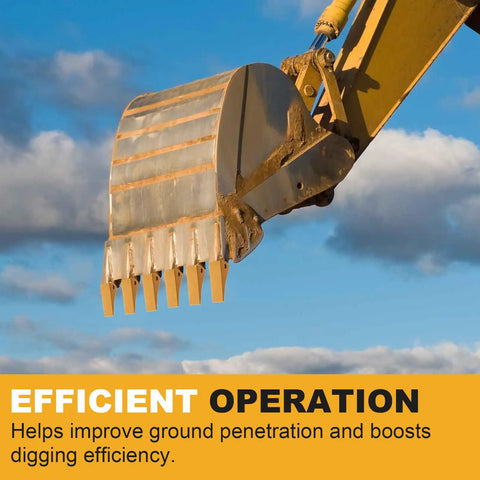 Beefy 230SP Excavator Bucket Teeth Set on machine, heavy-duty five-pack for land clearing, carbon alloy steel, impact resistance