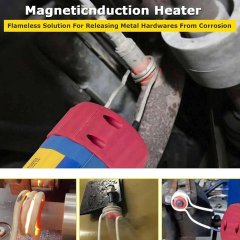 No Stress 1000W Magnetic Induction Heater Kit in use to heat seized metal parts without flames safely.