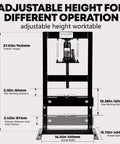 6 Ton Hydraulic H Frame Shop Press With Adjustable Table And Stamping Plates for auto and metalworking use, front view