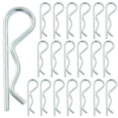 20 pcs zinc plated R clips M2 5x50 retaining cotter pins for trailers and hitch pins wire hair pins, silver