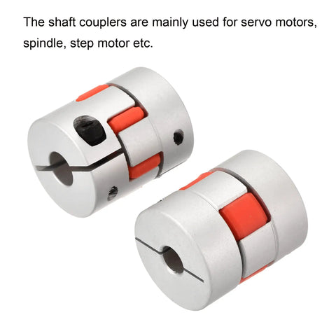 Plum Shaped Flexible Shaft Coupling 8mm To 14mm Or 10mm To 14mm Bore Aluminum Alloy Body With Polyurethane Sleeve 30mm Diameter