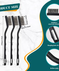 15 Piece Mini Stainless Steel Wire Brush Set With Curved Handles For Removing Rust And Welding Slag, Includes 2 Cleaning Scrapers