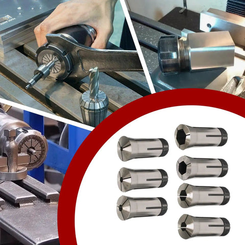 7 Piece 5C Hex Collet Set For CNC Milling And Engraving Machines Inch Sizes One Quarter Inch Through Seven Eighth Inch