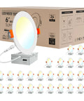 DAYBETTER 6 Inch 5 CCT Led Recessed Ceiling Light with Junction Box, 24 pack, bright and slim design for versatile lighting.