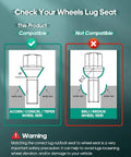 Compatibility guide for 12x1.25 Wheel Lug Nuts Set highlighting proper and improper lug seat types.