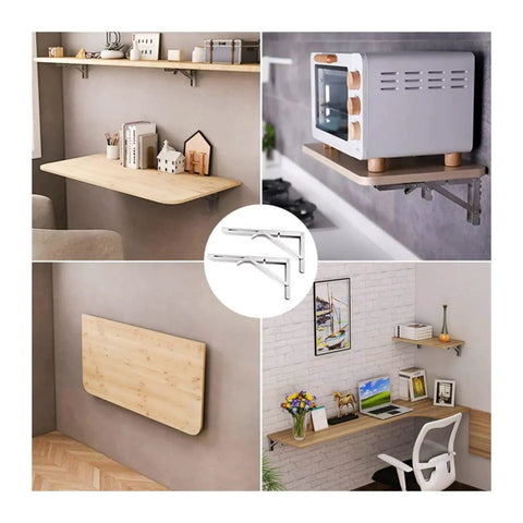 Heavy Duty Stainless Steel Triangle Bracket Set 2 Pack with 136kg Load Capacity supporting shelves and table