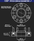 Precision Machined 4 Piece Forged Wheel Spacers 1.5 Inch Thick 6x5.5 Bolt Pattern 77.8mm Hub Bore M14x1.5 Studs diagram.