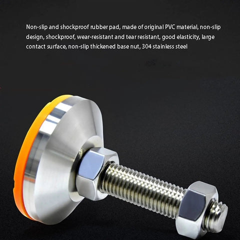 Badass Heavy Duty Adjustable Leveling Feet With M14 Threaded Lifting Nuts And Thick Carbon Steel Base Pads, close-up details.