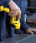 Person using a power drill with Hyper Step HSS Cobalt Drill Bit Set 1/8 to 1/2 Inch, 13 Pc Stubby TurboStep Mechanics, industrial-grade