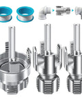 Easy And Comfortable 3 Piece Internal External Pipe Threading Tool Kit Includes 1/2 3/4 1 Inch NPT Sizes, showing threading tools and connections.
