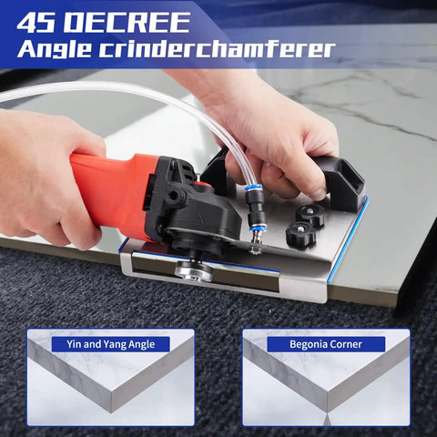 45 Degree Tile Chamfering Tool For Angle Grinders With Adjustable Chamfer Angle Delivers Pro Grade Clean Professional Edges On Ceramic Tiles And Easy Setup Compatible With Type 100 Grinders in use