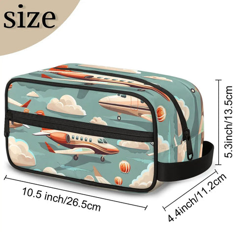 Cartoon Airplane Travel Toiletry Bag For Men With Hanging Kit Dope Travel Gear Waterproof Shaving And Wash Bag 10.5 x 4.4 x 5.3 inch