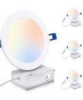 Six Pack Ultra Thin 6 Inch LED Recessed Downlights With Adjustable Color Temperature 3000K 4000K 5000K, Dimmable 15W, CRI90, White