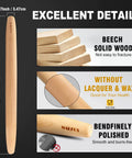 French Rolling Pin For Baking With Tapered Beech Wood Design, Nonstick Dough Roller For Fondant, Pizza, Pie, Cookies And Pastry