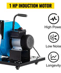 Heavy Duty Kick Butt 1 Hp Low Noise Industrial Shop Vacuum 537 Cfm Strong Suction showing 1 HP induction motor and portable design.