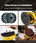2 Pack 5 Inch Orbital Sander Replacement Pads With 8 Hole Dust Extraction And 4 Screw Holes Hook And Loop Mount on sander