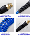 18 Piece Air Compressor Accessories Kit With 25 Foot Recoil Poly Hose And 1/4 Inch NPT Quick Connect Fittings, hose features