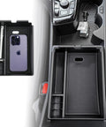 Kia Sportage Center Console Organizer Armrest Tray Insert Black For NQ5 2023 2024 2025 2026 inside car with phone and pen