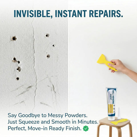 Drywall Patch Repair Kit For Nail Holes And Cracks With Odorless Quick Drying Putty Non Shrinking Wall Paste Scraper And Nozzle
