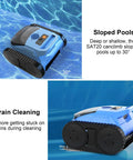 Cordless Robotic Pool Cleaner For Inground Pools 2026 Upgrade demonstrating wall climbing and drain cleaning capability