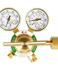 Medium Duty Oxygen Regulator With CGA540 Inlet Forged Brass UL Listed Dual 2 Inch Gauges For Welding And Cutting Setups Easy Readout And Reliable Performance, front view