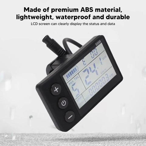 Electric LCD Display For Mountain E Bike Conversion With 6P Connector, Clear Readout Panel in ABS Material