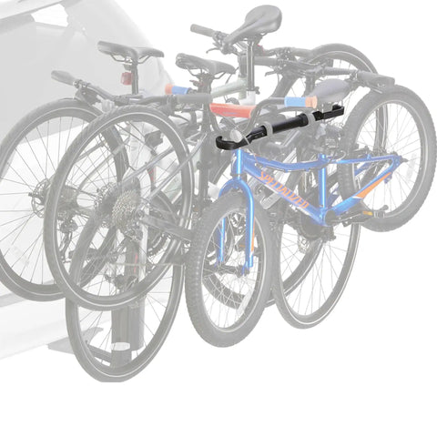 Two Pack Hitch Mounted Bike Rack Adapter With TubeTop Seat Post Mount securing bikes on a vehicle hitch rack