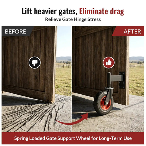 8 Inch Spring Loaded Gate Caster Wheel Heavy Duty Pipe Gate Roller Smooth As Butter Outdoor Slider installed to relieve hinge stress.