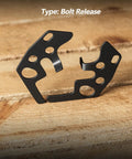 Steel Drop-In Auto Release Plate Replacement Upgrade Kit For 10-22 Rimfire Rifles on wooden surface, bolt release type
