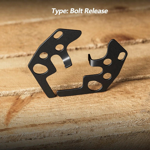 Steel Drop-In Auto Release Plate Replacement Upgrade Kit For 10-22 Rimfire Rifles on wooden surface, bolt release type