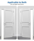 Rock Solid Self Closing Door Hinges Heavy Duty 4 Inch Spring Loaded Build showcased on left and right hand doors.