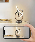 Set of 2 LED Table Lamps With Touch Control Three Way Dimmable Desk Lamps in entwined aluminum design on nightstand
