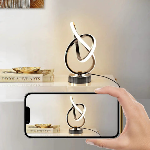 Set of 2 LED Table Lamps With Touch Control Three Way Dimmable Desk Lamps in entwined aluminum design on nightstand