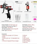 Pro Level HVLP Air Spray Gun Kit With 1.4 1.7 And 2.0Mm Nozzles, Built In Air Regulator And 10 Mixing Cups For Weekend Warriors, showing included accessories.