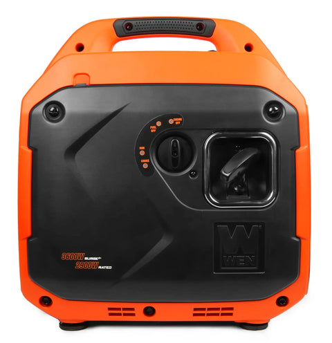 Portable Inverter Generator For RVs, 3600 Surge Watts And 2900 Rated Watts, Clean Power For Sensitive Electronics, black and orange