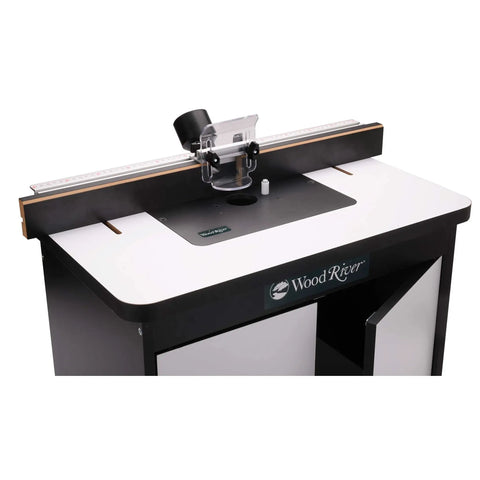 Heavy Hitter Benchtop Router Table Decked Out With A Beefy 24 Inch Laminate Top, Precision Tuned Aluminum Fence and Snap Switch Insert Plate.