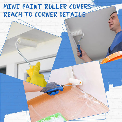Using 120 Count 4 Inch Foam Paint Roller Refills For Walls And Edges High Density Mini Foam Covers on walls and corners