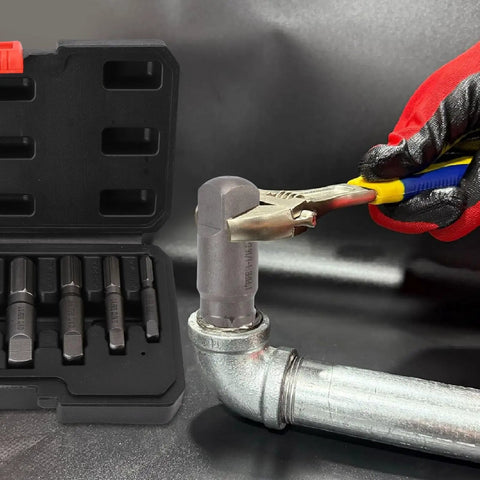 Heavy Duty 6 Piece Pipe Extractor Set For Broken And Stripped Pipes Cr Mo Steel Toolkit Fits Schedule 40 And 80 Pipelines From 1/8 Inch To 1 Inch Essential Gear For DIY Pros And Plumbers A Game Changer For Tough Restoration Jobs. in case with extractor removing broken pipe from fitting